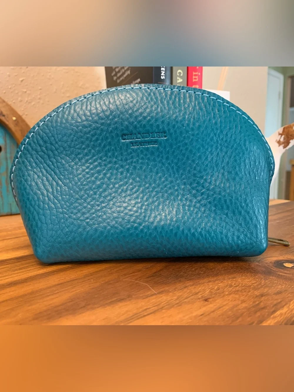 Turquoise, Leather Empanada Pouch